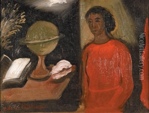 Femme Assise Pres D'une Table Oil Painting - Amedee Marie Dominique Dubois de La Patelliere