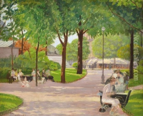 Luxemburg Gardens Oil Painting - Ernest Moulines