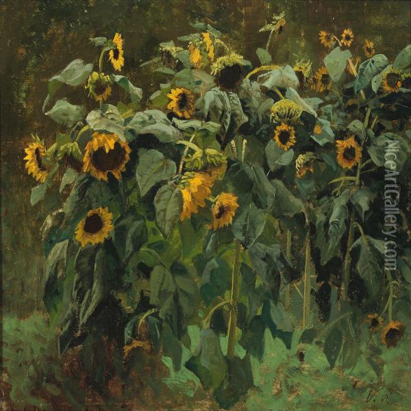Sonnenblumen Oil Painting - Valentin Ruths