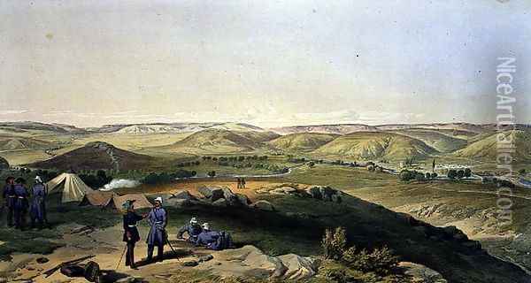 Valley of the Tchernaya, plate from The Seat of War in the East, pub. by Paul and Dominic Colnaghi and Co., 1856 Oil Painting - William Simpson