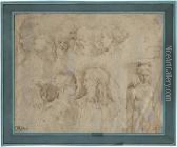 Studienblatt Oil Painting - Girolamo Francesco Maria Mazzola (Parmigianino)