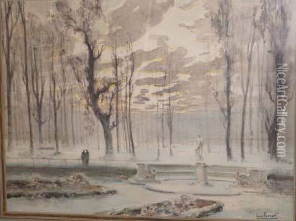 Le Jardin Des Tuileries Sous La Neige Oil Painting - Henri Boreau