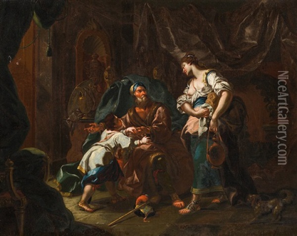 The Banishment Of Hagar Oil Painting - Michelangelo Unterberger