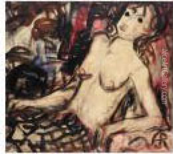 Weiblicher Halbakt (female Half-nude) Oil Painting - Christian Rohlfs