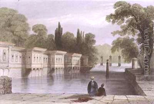 The Palace of the Sweet Waters, Istanbul Oil Painting - William Henry Bartlett