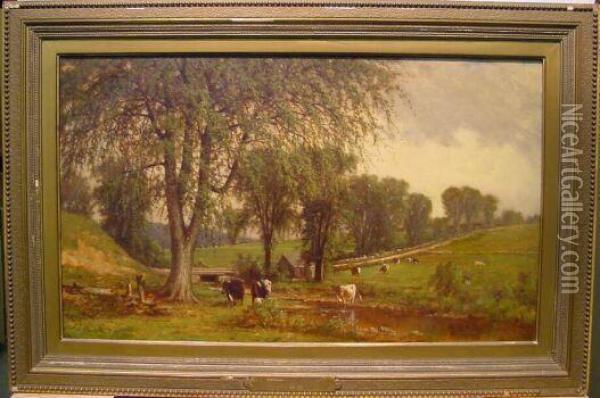 Bucolic Landscape Oil Painting - John Henry Mole