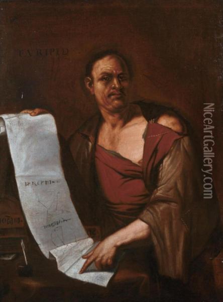 Idealbildnis Desgriechischen Mathematikers Archimedes Oil Painting - Giovanni Battista Langetti