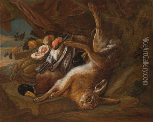 Jagd- Und Fruchtestillleben Oil Painting - Adriaen de Gryef
