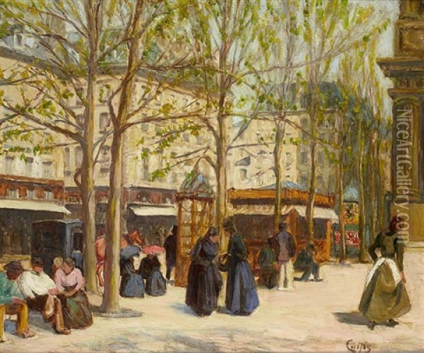 Place Saint Michel Oil Painting - George Vaughan Curtis