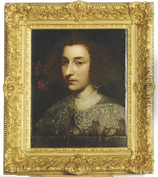 Portrait Of Queen Cristina Of Sweden Oil Painting - Jacob Ferdinand Voet