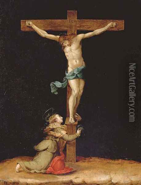 The Crucifixion with Saint Mary Magdalen Oil Painting - Tuscan School