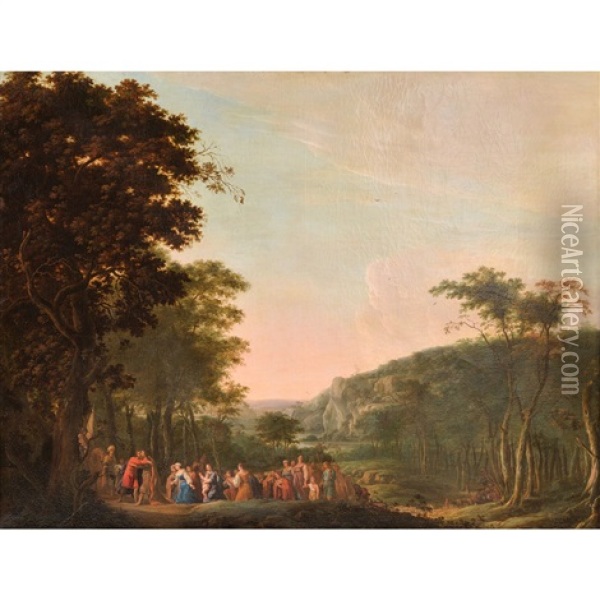 The Reconciliation Of Jacob And Esau Oil Painting - Daniel Jansz Thievaert