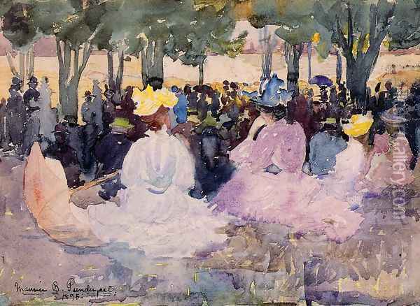 Figures On The Grass Oil Painting - Maurice Brazil Prendergast