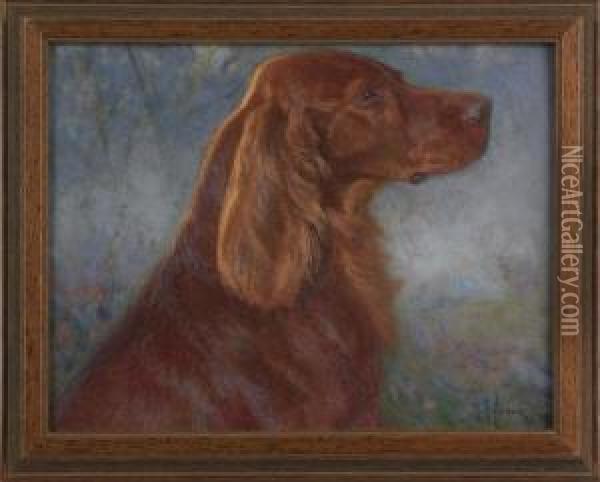 A Red Setter Oil Painting - Henry Rankin Poore