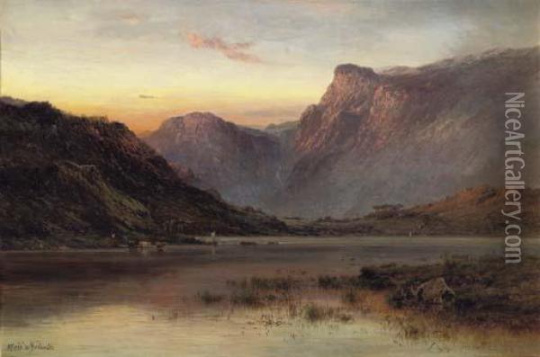 The Ben More Range At Sunset Oil Painting - Alfred de Breanski