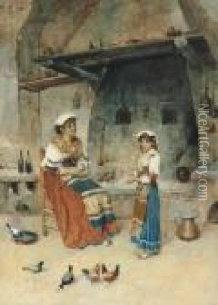 Italian Woman Oil Painting - Publio Tommasi