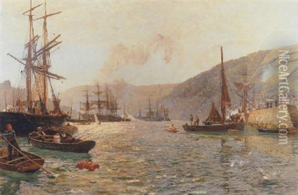 In Dartmouth Harbour Oil Painting - Sir David Murray