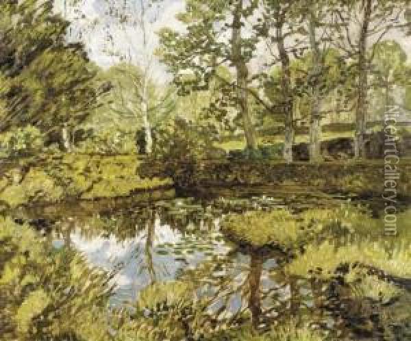 Lily Pond, Godolphin Oil Painting - Walter Elmer Schofield
