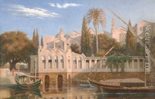 A Palace On The Nile At Cairo Oil Painting - Johann Ludwig Rudolf Durheim