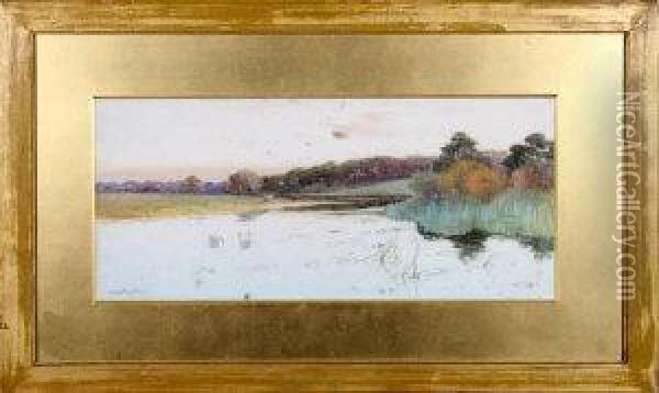 A Broad River Bend Oil Painting - George Oyston