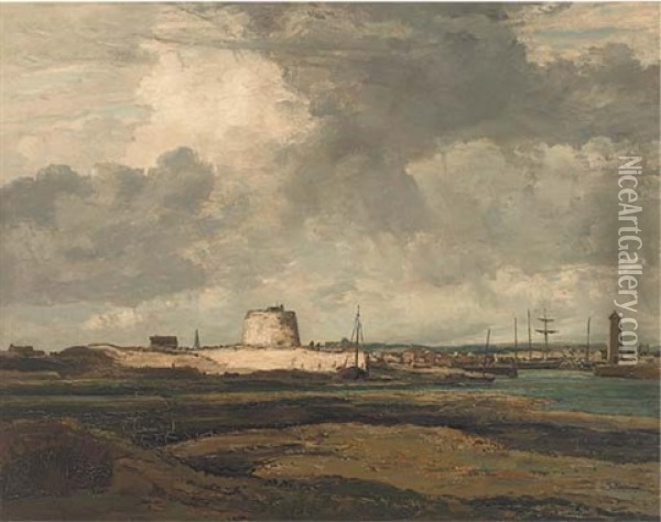 A View Of Rye Harbour Oil Painting - George Graham
