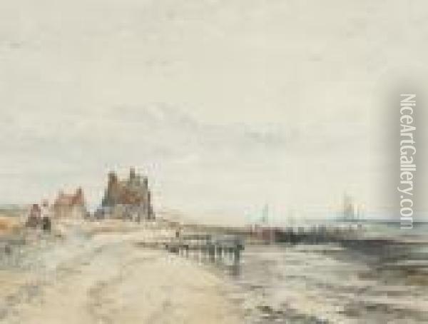 The Beach At Cullercoats Oil Painting - Charles Bentley