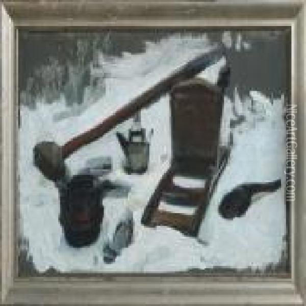 Study Of A Chair And Kitchen Tools Oil Painting - Erik Henningsen