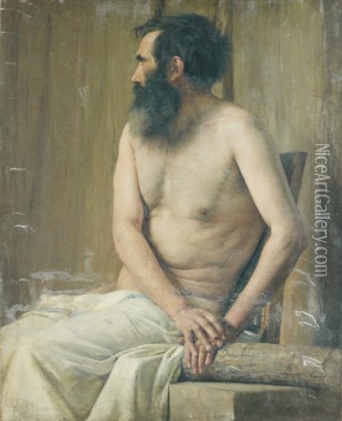 Un D'age Mur (study) Oil Painting - Gustave Claude Etienne Courtois