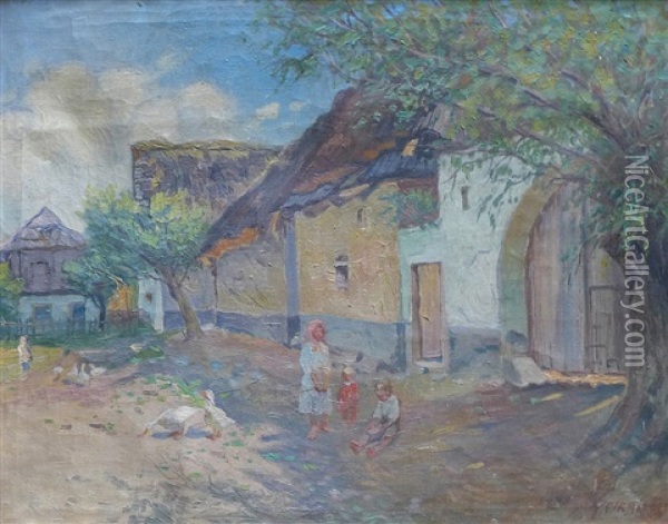 Deti Na Navsi Oil Painting - Petr Jaros
