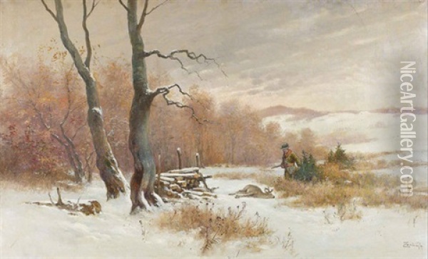 Winterliche Landschaft Oil Painting - Gyula Zorkoczy
