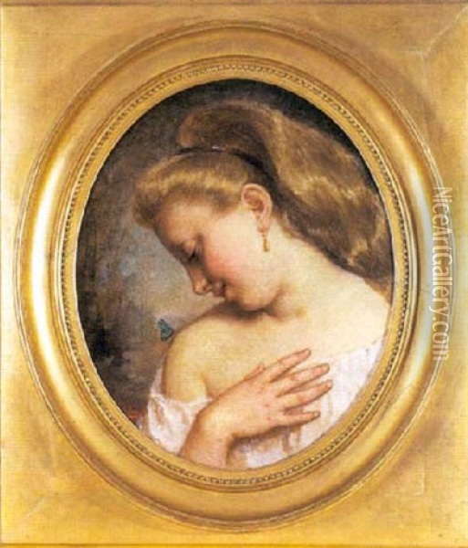 Jeune Fille Au Papillon Oil Painting - Eduard d' April