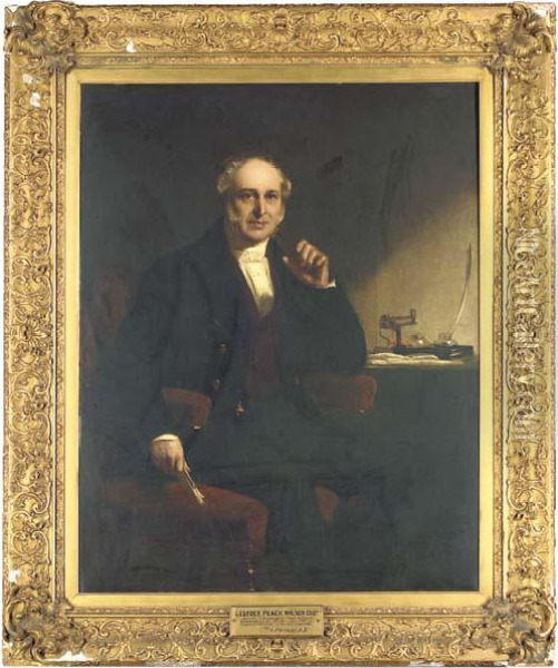 Portrait Of Lestock Peach Wilson, Seated, Three-quarterlength Oil Painting - John Prescott Knight