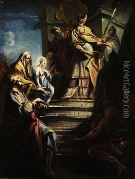 Tempelgang Mariens Oil Painting - Carlo Innocenzo Carlone