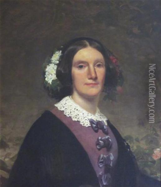 Portrait Of A Lady With Flowers In Her Hair Oil Painting - Sir John Watson Gordon