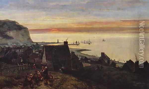 Etretat Harbour Oil Painting - Johan Barthold Jongkind