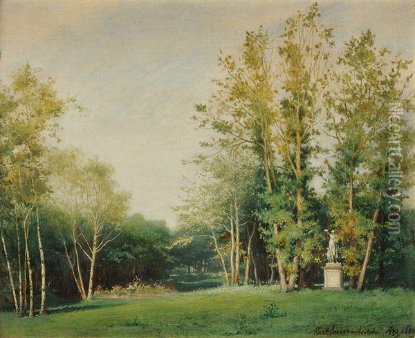Entree Du Parc Avec Diane Chasseresse Oil Painting - Adolphe Aze