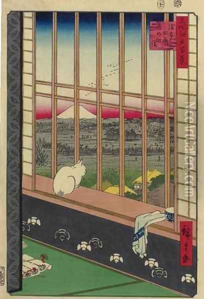 Asakusa Ricefield and Torinomachi Festival (Asakusa tanbo torinomachi mode) Oil Painting - Utagawa or Ando Hiroshige