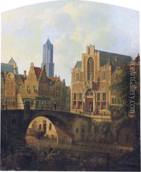 A Capriccio View Of Utrecht Oil Painting - Reinier Craeyvanger