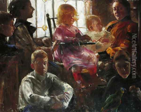 The Family of the Painter Fritz Rumpf Oil Painting - Lovis (Franz Heinrich Louis) Corinth