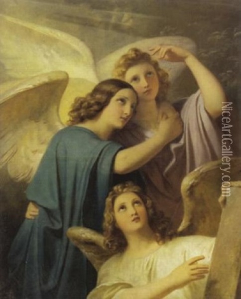Drei Engel Oil Painting - Melchior Paul Von Deschwanden