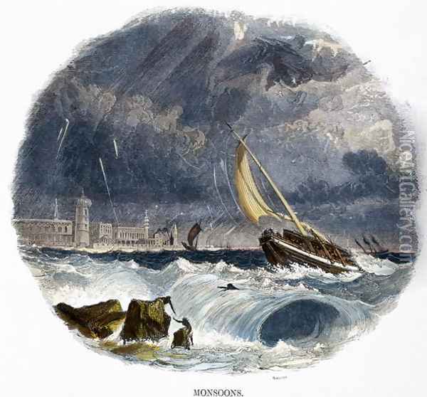 Monsoons, from Phenomena of Nature, 1849 Oil Painting - Josiah Wood Whymper