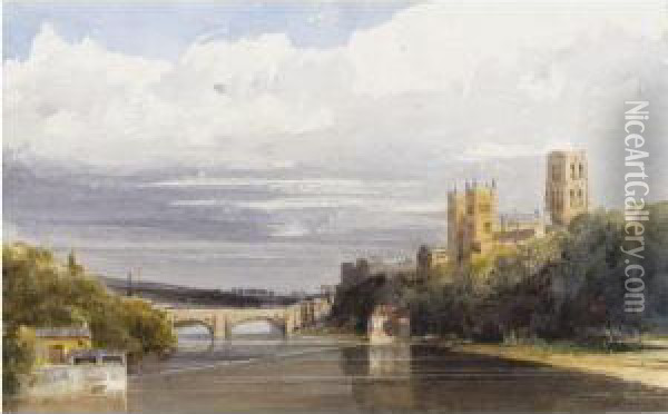 Durham Cathedral From The River Wear Oil Painting - Thomas Shotter Boys