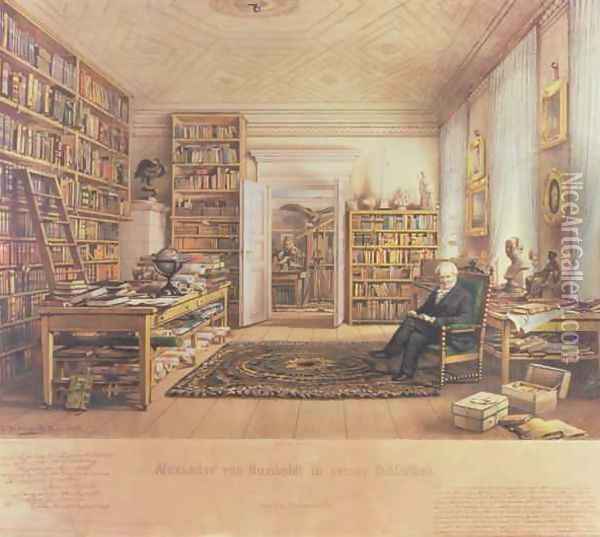Baron von Humboldt 1769-1859 in his Library Oil Painting - Eduard Hildebrandt