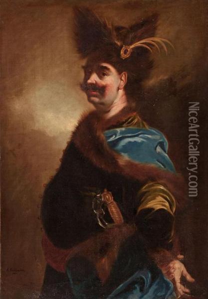 Retrato De Un Caballero Vestido A La Oriental Oil Painting - Rembrandt Van Rijn
