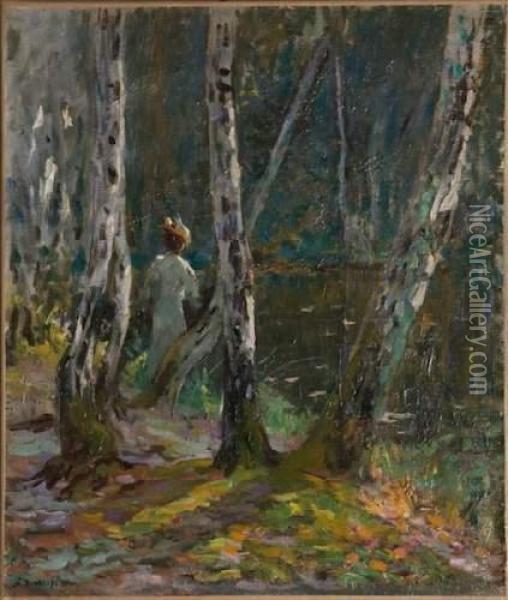 Jeune Femme Dans Un Sous Bois Oil Painting - Nicolas Tarkhoff