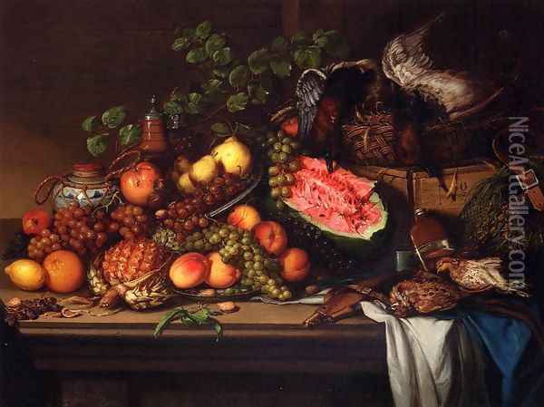 Still Life with Fruit and Game Oil Painting - Joseph Biays Ord