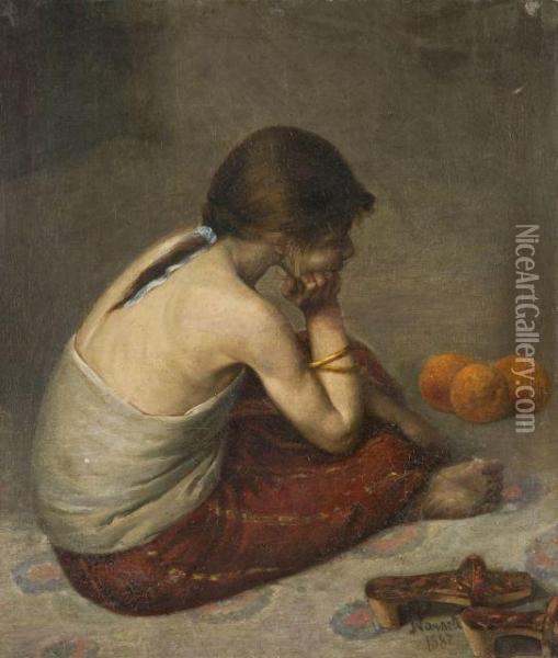 Jeune Fille Aux Oranges Oil Painting - Stefano Farneti