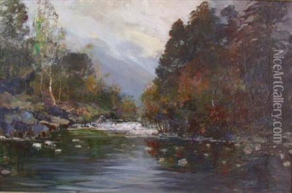 The River Lenny Oil Painting - Archibald Kay