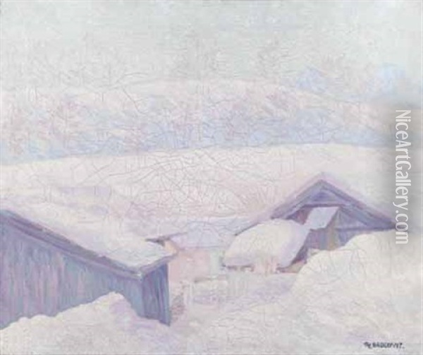 Stalle Im Schnee Oil Painting - Philipp Bauknecht