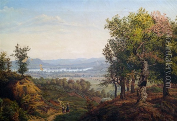 Blick Vom Taunus Auf Den Rheingau Oil Painting - Andreas Achenbach